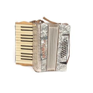 A mid-sized German Arabella piano accordion, silver grey…