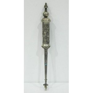 A Russian silver & silver filigree torah pointer, tapered shaft…