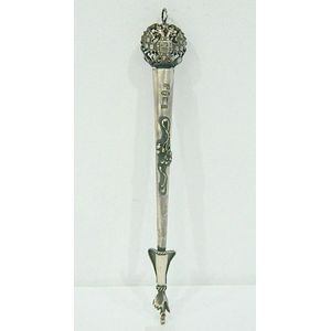 A unusual Russian silver torah pointer, with double headed…