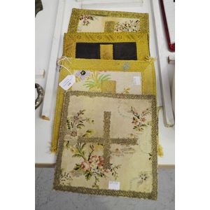 Religious gold brocaded chalice vestments, each approx 23 cm…