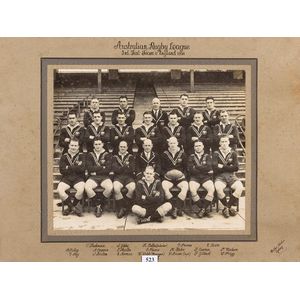 1936 Australian Rugby League Team V England, framed Team…