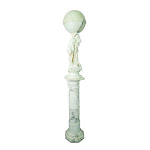 A late 19th century Italian alabaster statuette lamp on column…
