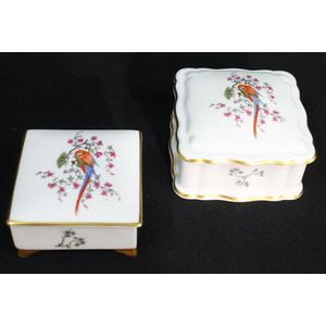 A pair of Rosenthal lidded dishes featuring coloured bird