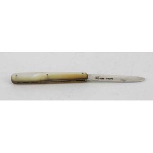 A Victorian silver and mother-of-pearl pen knife, J.R,…