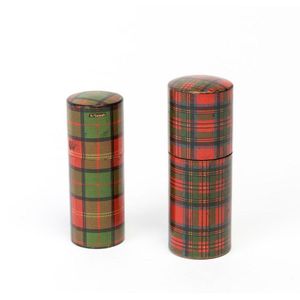 Two Tartanware cylindrical cases Scottish, circa 1880, one…