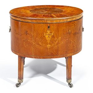 A fine satinwood and Neo-Classical marquetry oval wine cooler.&hellip;