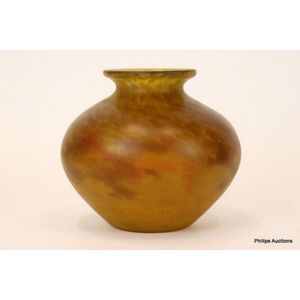 A glass vase by Muller Freres, circa 1920s the ovoid tapering&hellip;