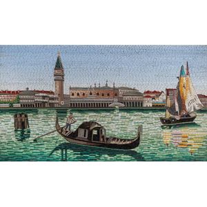 An Italian micromosaic panel of Venice, in original gilt frame,…