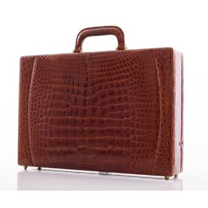 Tan Alligator Briefcase with Gold Hardware - Luggage & Travelling ...