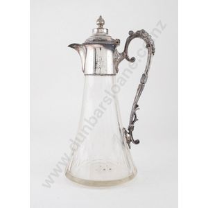 Art Deco cut glass claret jug tapering faceted body with…