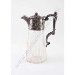 Edwardian silver plate mounted cut glass claret jug finely cut…