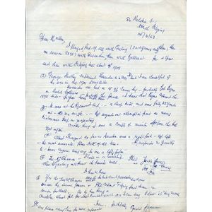 Fitzroy: Gerald Brosnan, Signed handwritten letter from 1963 to…