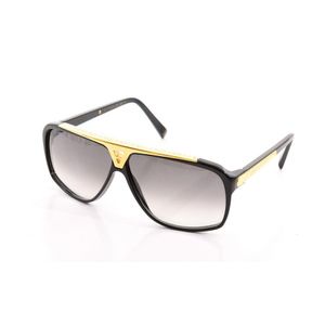 Louis Vuitton Black/Gold Evidence Aviator Sunglasses w. Box and