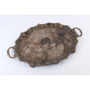 A silver plated serving tray, 19th/20th century, 73 cm across…