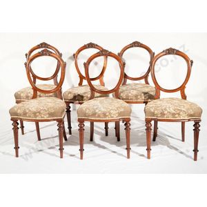 Set of six Victorian walnut balloon back dining chairs with&hellip;