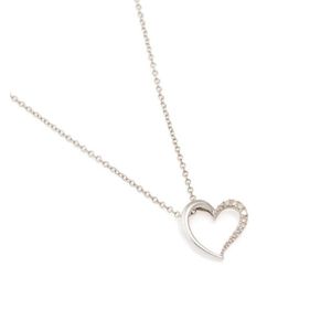 9ct White Gold Diamond Heart Pendant Necklace with Cable Chain ...