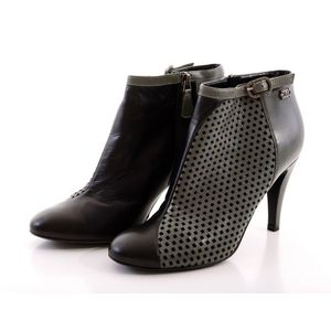 Chanel Perforated Suede Wrap Ankle Boots
