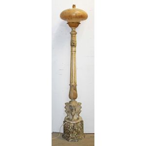 A late Victorian alabaster classical form light post,…