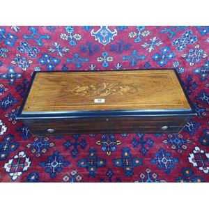 A rosewood and floral marquetry cased Victorian music box.…
