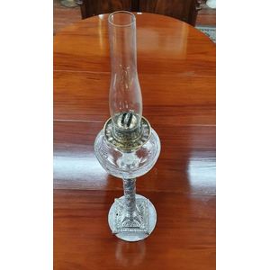 A fine kerosene silver plated table lamp. Having intricately…