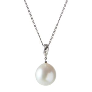 South Sea Pearl and Diamond Pendant in 18ct White Gold - Pendants ...