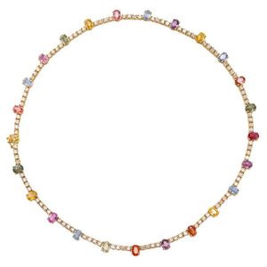 Sapphire and Diamond Line Necklace - Necklace/Chain - Jewellery