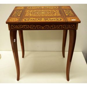 Italian ornately decorated storage table inlaid type veneer…