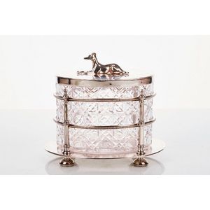 Silver-plate and cut crystal biscuit barrel, mark of Mappin…