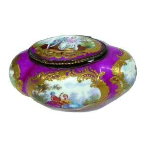 A 19th century Continental porcelain table snuff box, four…