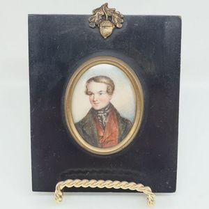 Victorian hand painted miniature on ivory, portrait of a young…