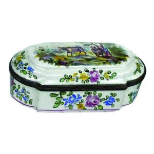 A 19th century enamelled table snuff box, lozenge form with…