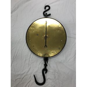 An impressive brass hanging Salter's scale, holding up to…