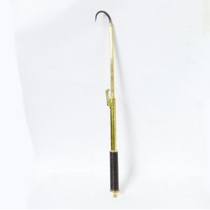 A brass extendable fishing gaff, with turned wood handle and&hellip;