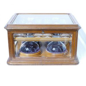 A Continental cave à liqueur, the fruitwood framed case with…