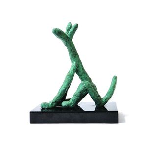 Barry Lett, 'Oscar' cast bronze seated dog, green patina, 8.5 x…