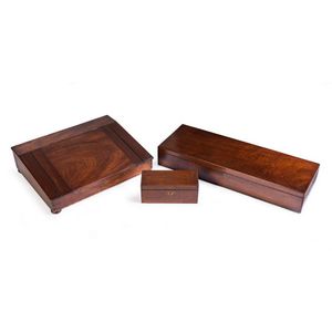 An Australian cedar writing slope, gun case and glove box, 19th…