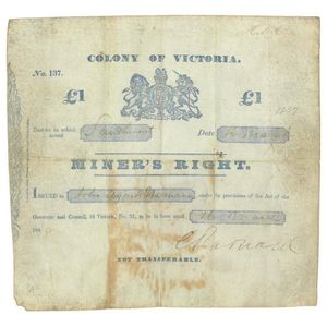Victorian Goldfields, Colony Of Victoria, £1 Miner's Right…