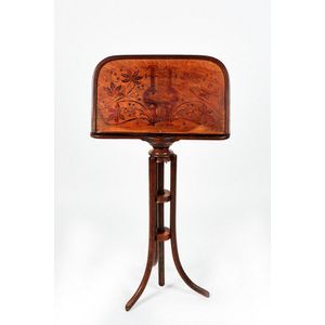 Thonet, bentwood music stand, with stencilled musical trophy…
