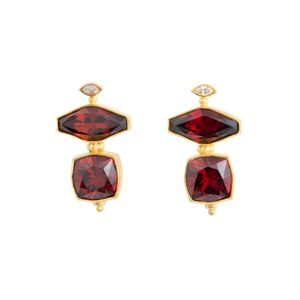18ct Gold Garnet Diamond Geometric Earrings by Simon Baigent - Earrings ...