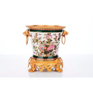 Wong Lee, ormolu mounted jardiniere, painted with floral sprays…