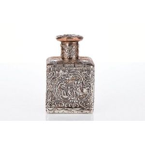 German silver tea caddy, Hanau, 19th century, chased in high…