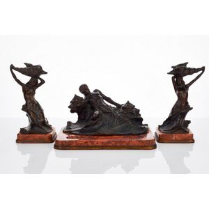Hans Muller (Austrian, 1873- 1937), Art Nouveau bronze desk set,…