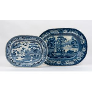 Blue & White Ceramic Platter Tray The Bombay Company Friendship Tray 14” X 10” 