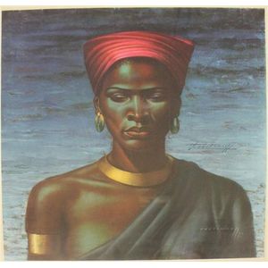 Vladimir Tretchikoff, 'Zulu girl', framed etching, signed in…