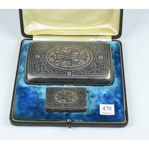 A Continental silver and niello cigar case with snuff box c.…
