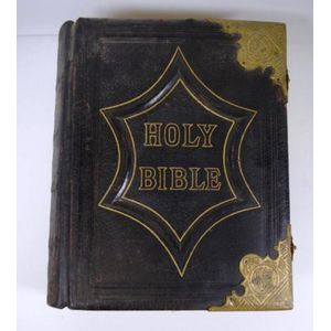 Antique Brown's family bible, Leather bound with brass corners,…