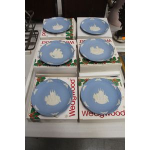 Christmas Blue and white jasper plates, 20 cm diameter (10)