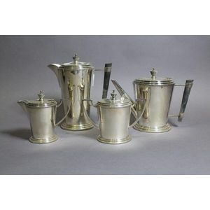 Art Deco silver plate Dresser style four piece tea / coffee set,…