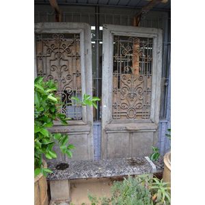 Pair of antique French heavy Chateau out building doors with…