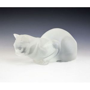 Lalique Crystal Chat Couche Figure Number Model French Glass